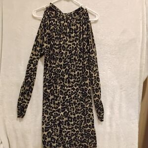 Michael Kors Animal Print Long Sleeve Dress